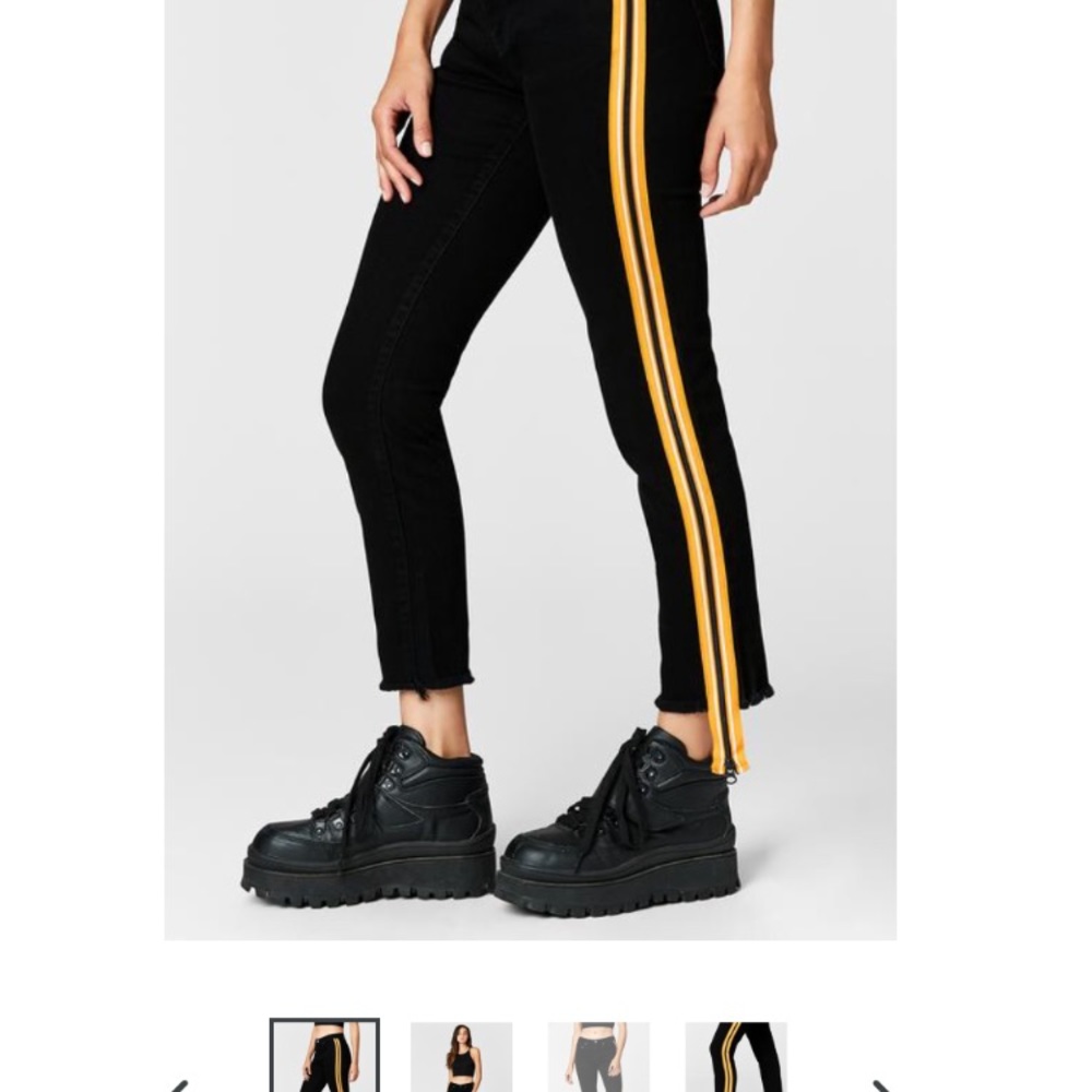 LF carmar blk mid rise skinny side zip denim jeans